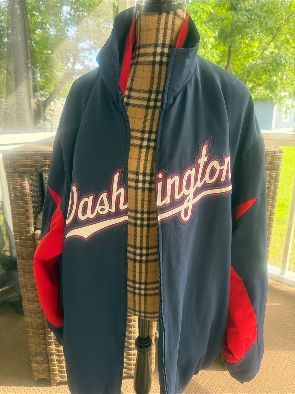 Authentic Washington Baseball Navy and Red Men's Full-Zip Jacket